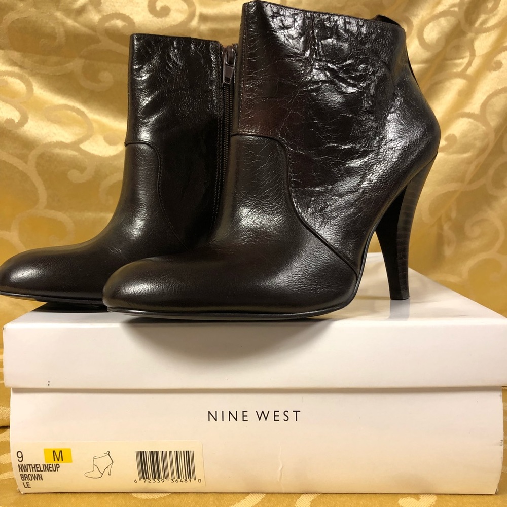 Brown Nine West Booties NIB 9M